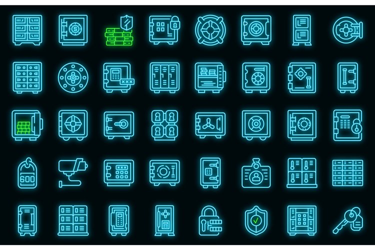 Deposit room icons set vector neon example image 1