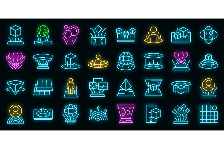 Hologram projection icon neon vector
