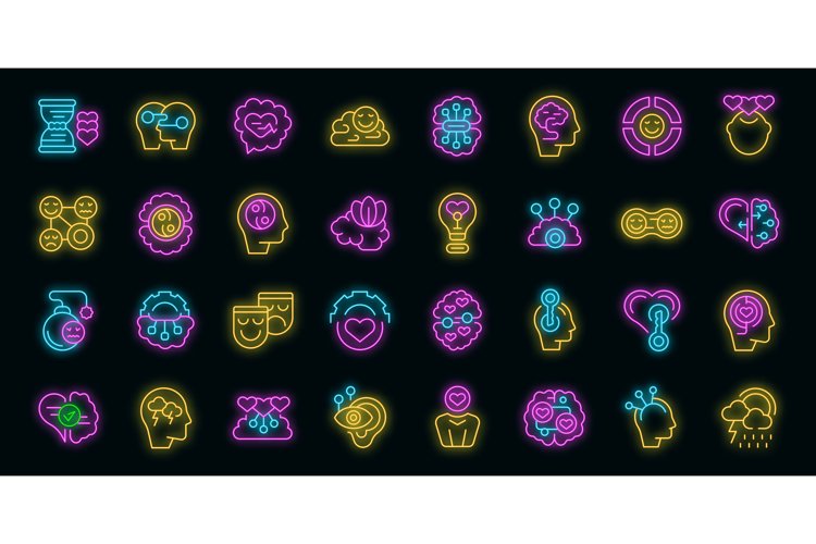Emotional intelligence icons set outline vector. (2211536)