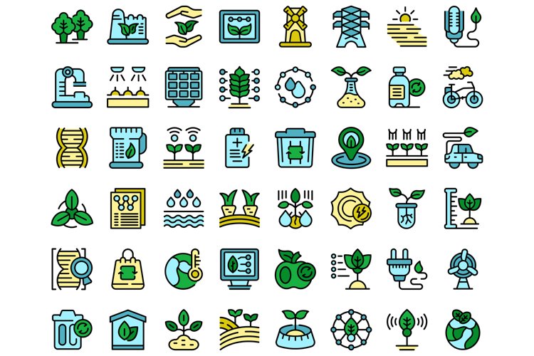 Natural technology icons set vector flat example image 1