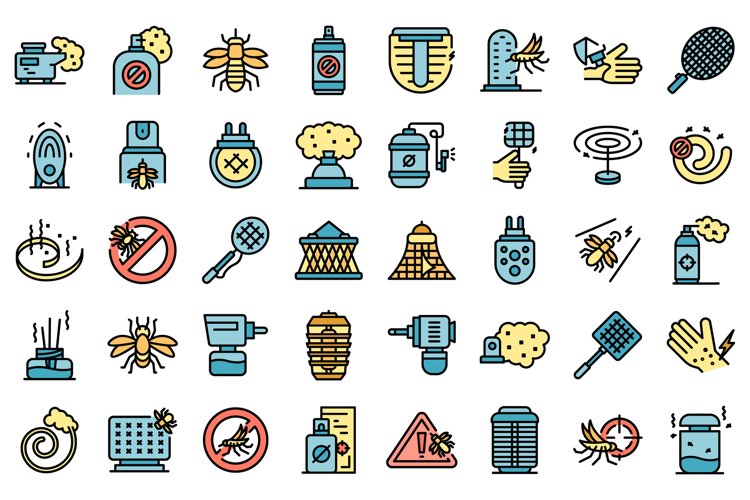 Mosquito protective icons set vector flat