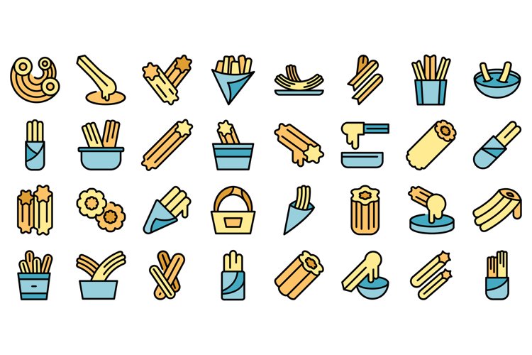 Churros icons set vector flat example image 1