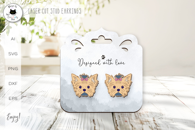 Yorkshire Terrier Stud Earrings | Dog Laser Cut Earrings