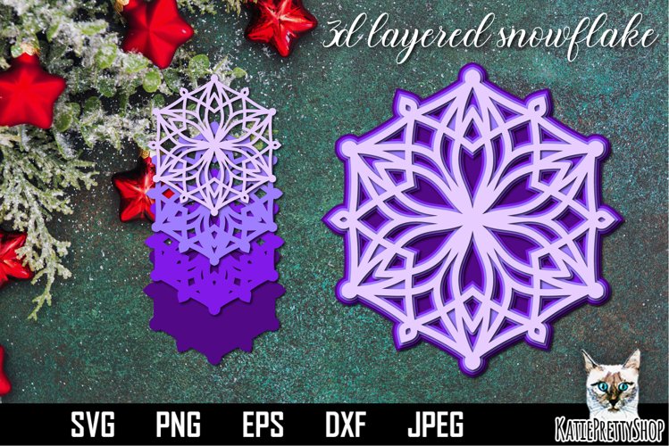 SVG snowflake cut file, 3D Layered Snowflake paper cut