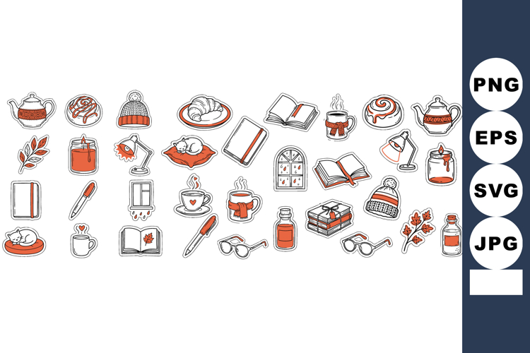Hand Drawn Cozy Reading Clipart Bundle for Crafts