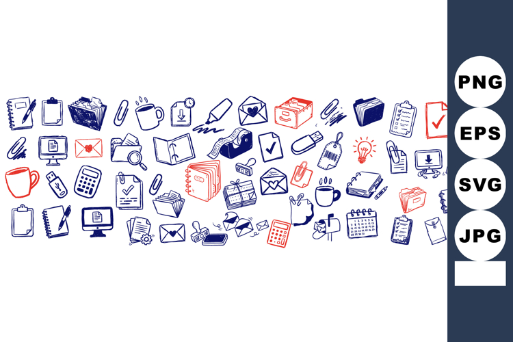 Hand Drawn Office Icon Bundle for Business Use