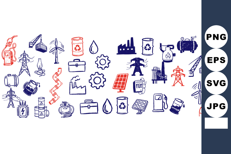 Industrial and Energy Icons Vector Illustration Set