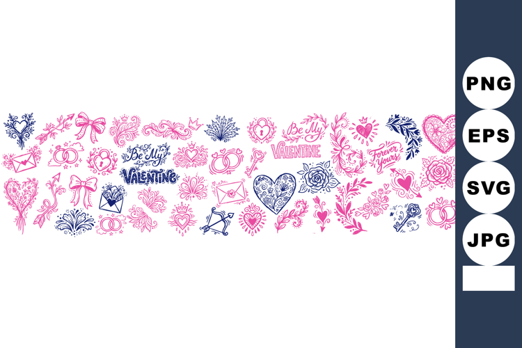 Romantic Vintage Floral Clipart Bundle For Valentine SVG