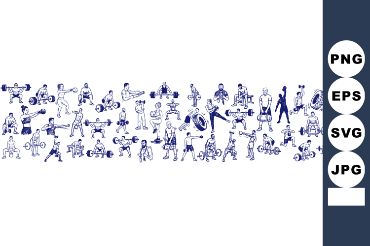 Fitness Workout Silhouette Vector Clipart Bundle