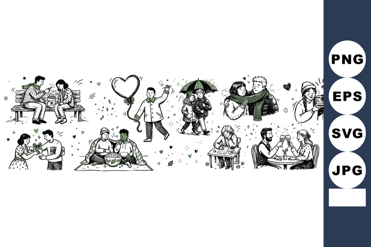 Hand Drawn Romantic Couples Sketch Bundle