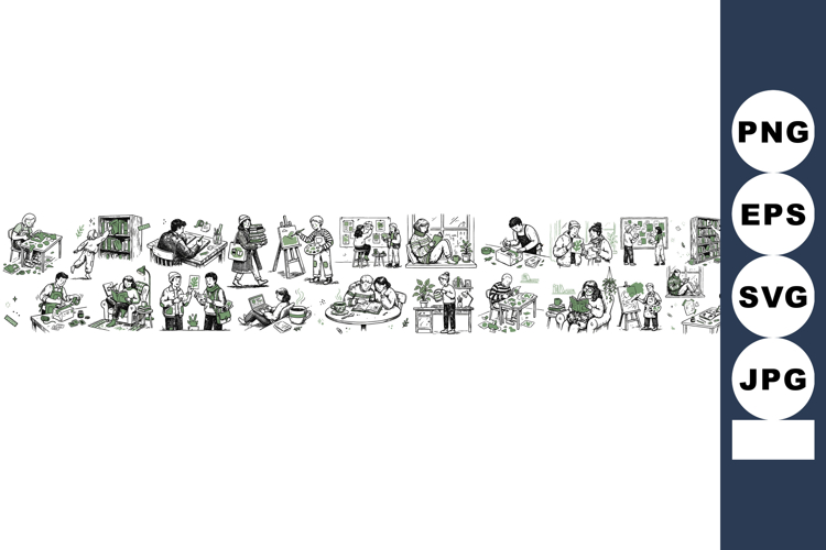 Vintage Family Life Clipart SVG Bundle for Crafts