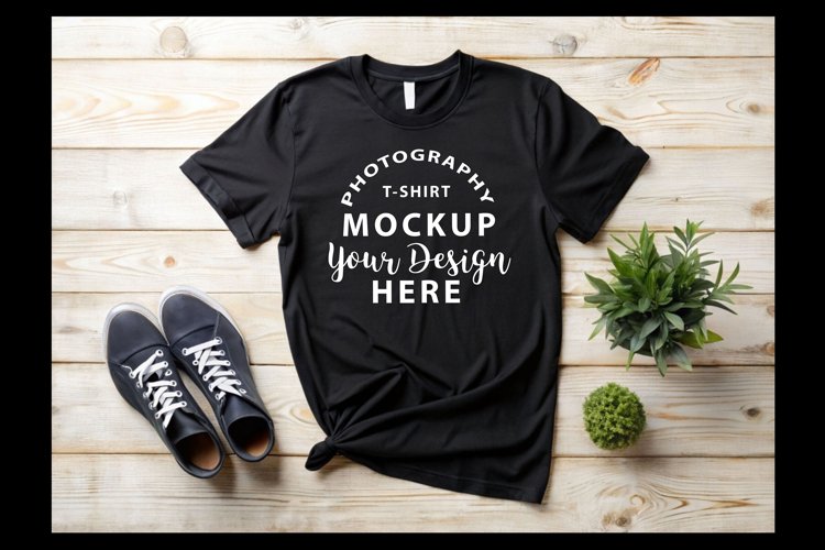 Black Tshirt Mockup Image 4