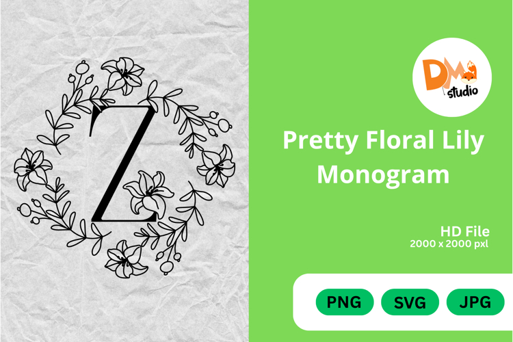 Pretty Floral Lily Monogram