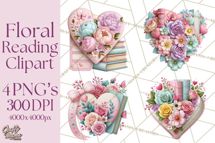 Bookish Blooms Floral Reading   Stationery PNG Clipart