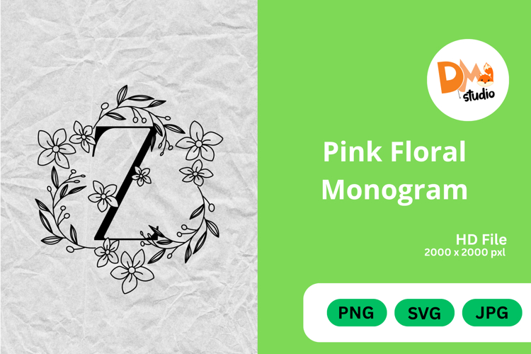 Pink Floral Monogram