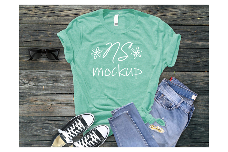BELLA CANVAS 3001 t-shirt mockup MINT HEATHER