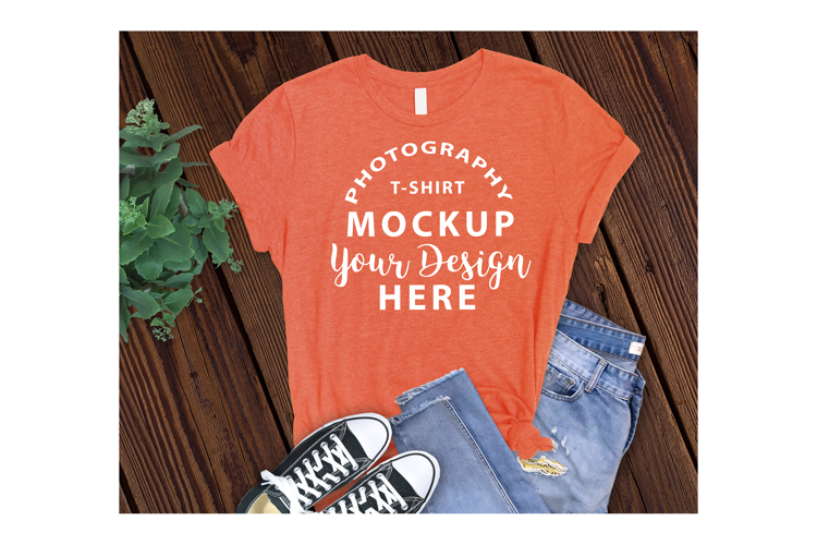Bella Canvas 3001 T-shirt mockup color ORANGE HEATHER
