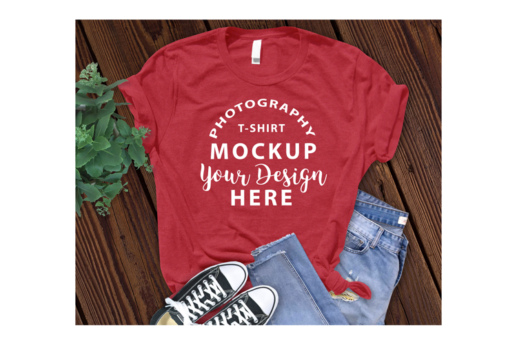 BELLA CANVAS 3001 T-shirt Mockup RED HEATHER