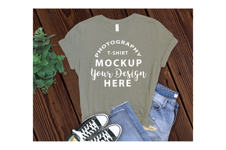 Bella Canvas 3001 T-shirt Mockup HEATHER STONE