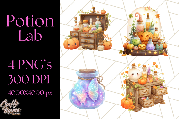 Hocus Pocus Potion Lab Clipart PNG Halloween Clip Art