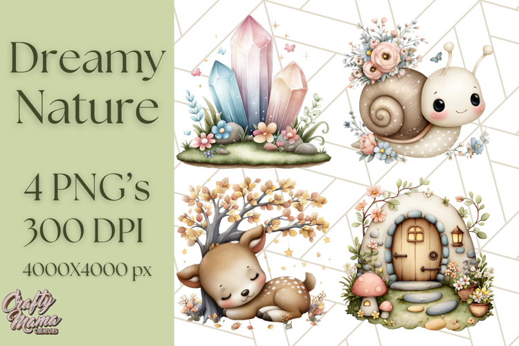 Dreamy Nature Clipart PNG, Whimsical Forest Elements