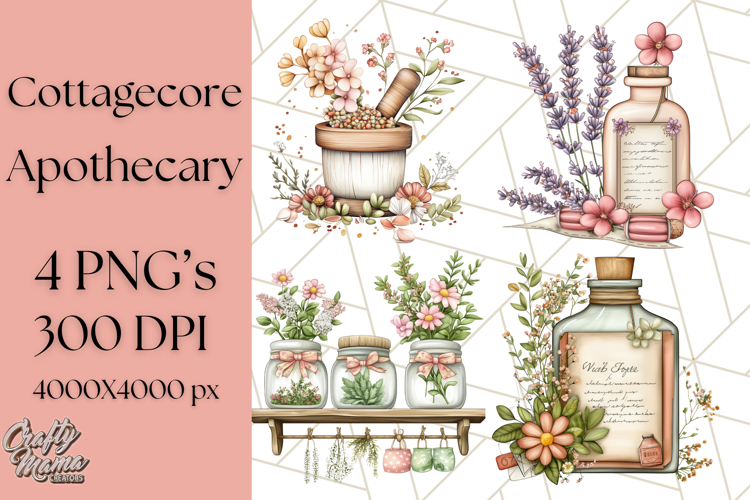 Cottagecore Apothecary PNG Clipart, Rustic Potions   Herbs