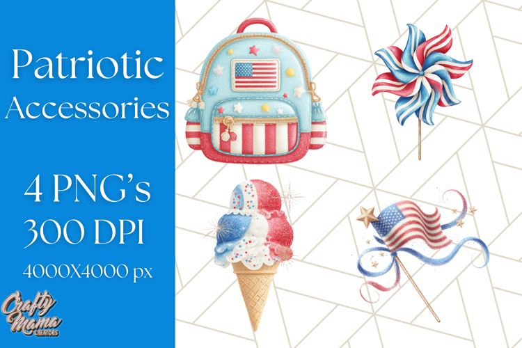 Patriotic Accessories Clipart PNG for 4th of July