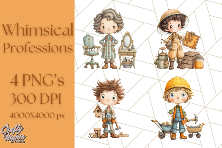Cute Career Clipart Watercolor Professions Clip Art for Kids