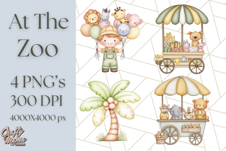 Tiny Zoo Friends Clipart, Cute Cartoon Zoo Animals PNG