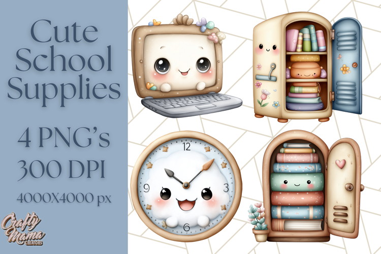 Simple School Supplies Clipart, Cute Classroom PNG