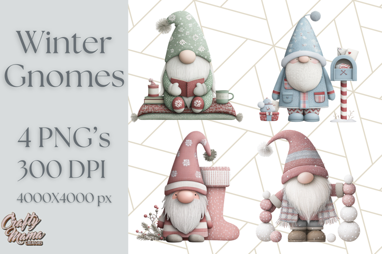 Cozy Winter Gnome Clipart PNG, Christmas Gnome Clip Art