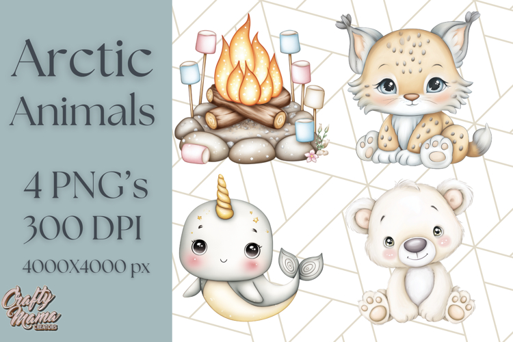 Cute Arctic Animal Clipart PNG, Cute Winter Animals Png