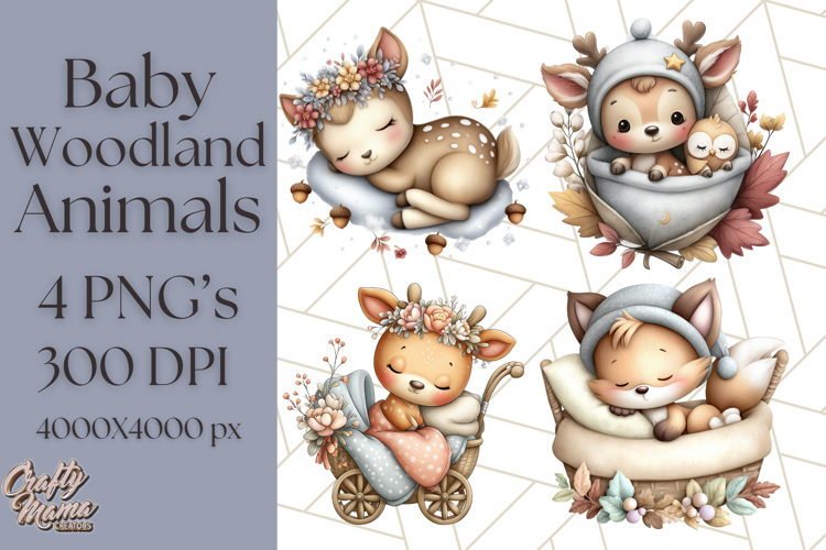 Woodland Nursery Baby Animals Clipart, Cute Animals Png