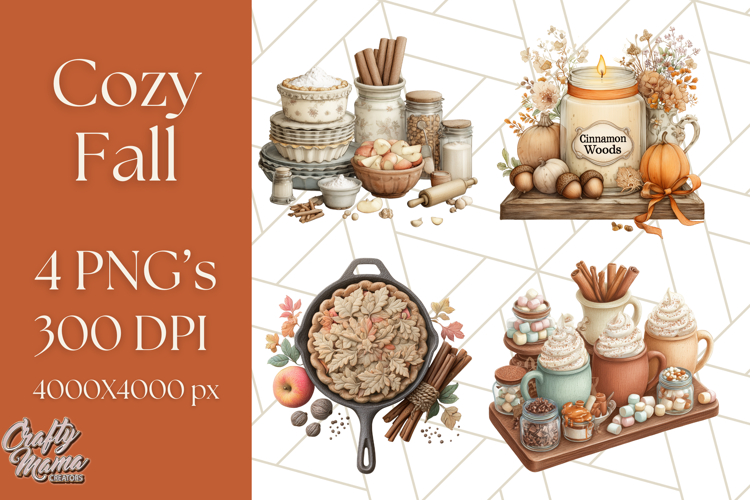 Cozy Fall Clipart PNG Autumn Cozy Elements