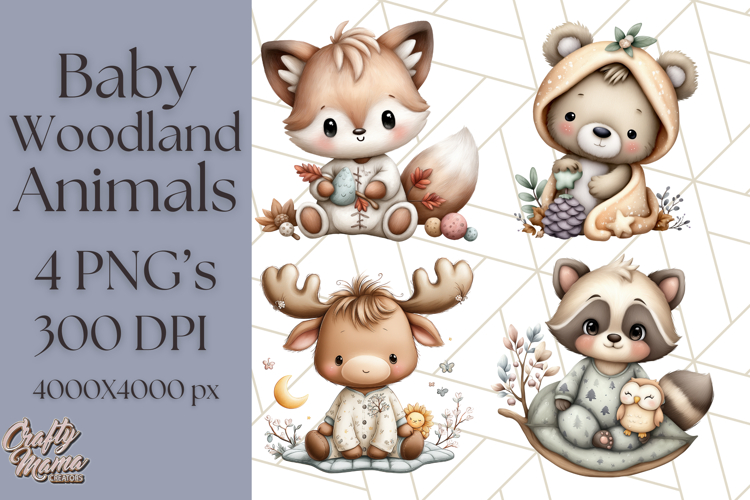 Woodland Nursery Baby Animals Clipart, Cute Animals Png