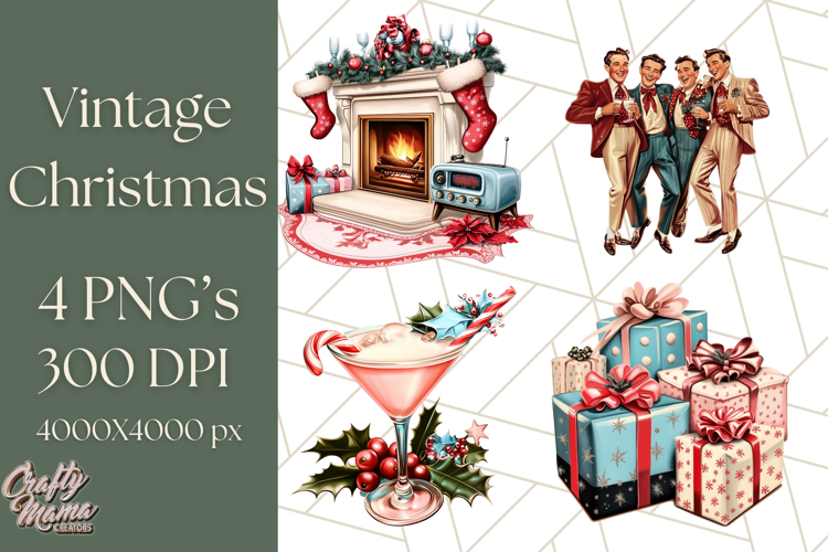 Vintage Glamorous Christmas Party Clipart PNG, Holiday Png