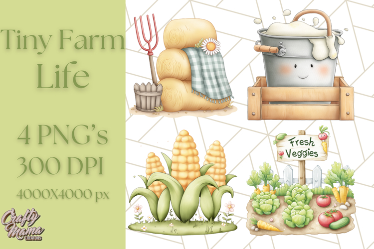 Tiny Farm Life Animals and Farm Clipart PNG, Barnyard PNG