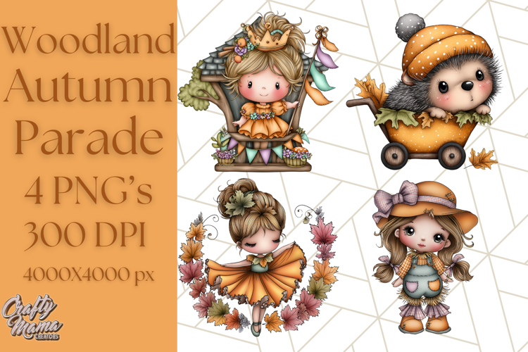 Woodland Autumn Parade Clipart PNG Fall Animals