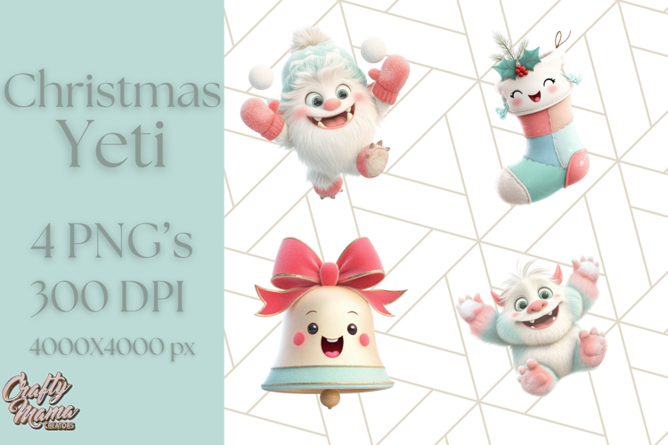 Kawaii Christmas Yeti PNG Clipart, Cute Bigfoot Holiday Art
