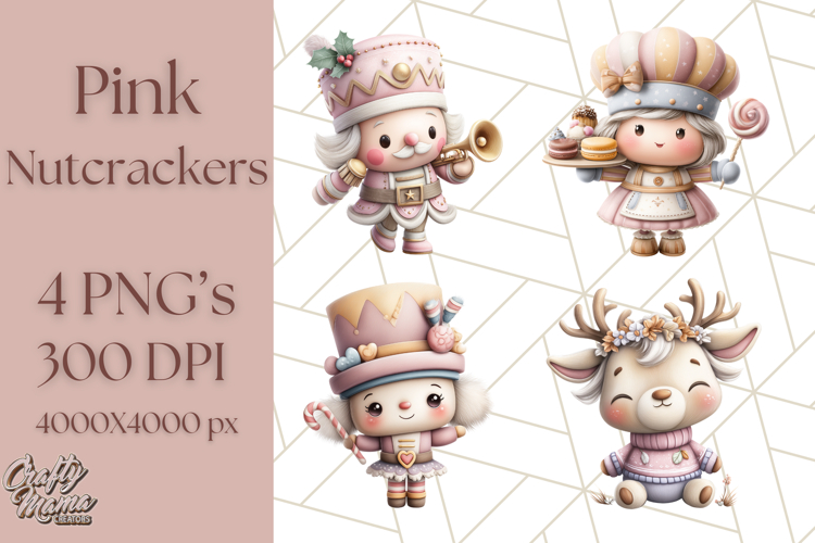 Playful Pink Nutcracker PNG, Pastel Christmas Clipart