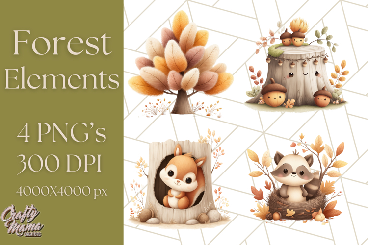 Woodland Forest Scene PNG Clipart, Fall Nature Elements example image 1