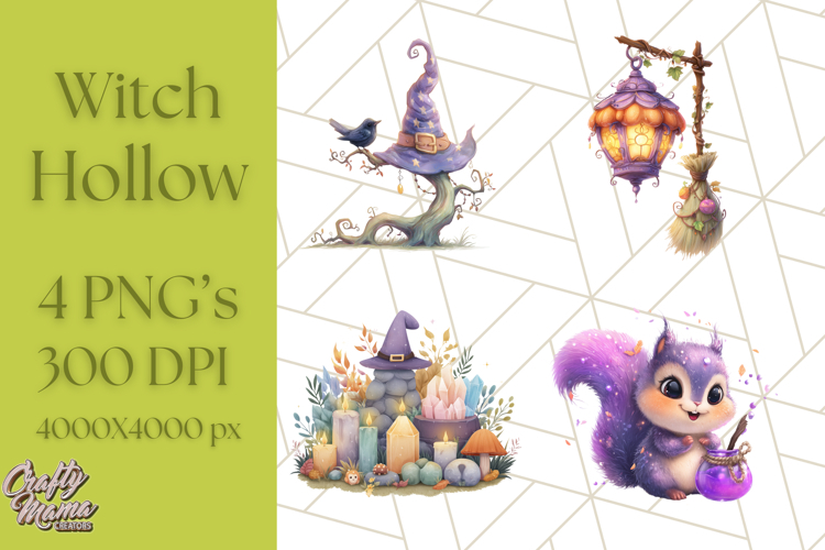 Halloween Witch House Clipart PNG with Potions and Brooms