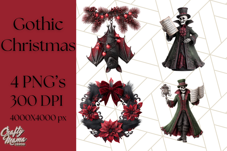 Gothic Christmas Clipart Dark Holiday PNG, Dark Christmas