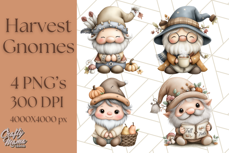 Fall Gnome Clipart PNG Cute Thanksgiving Gnomes