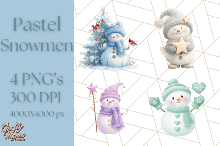 Pastel Snowman Clipart PNG, Cute Soft Winter Graphics
