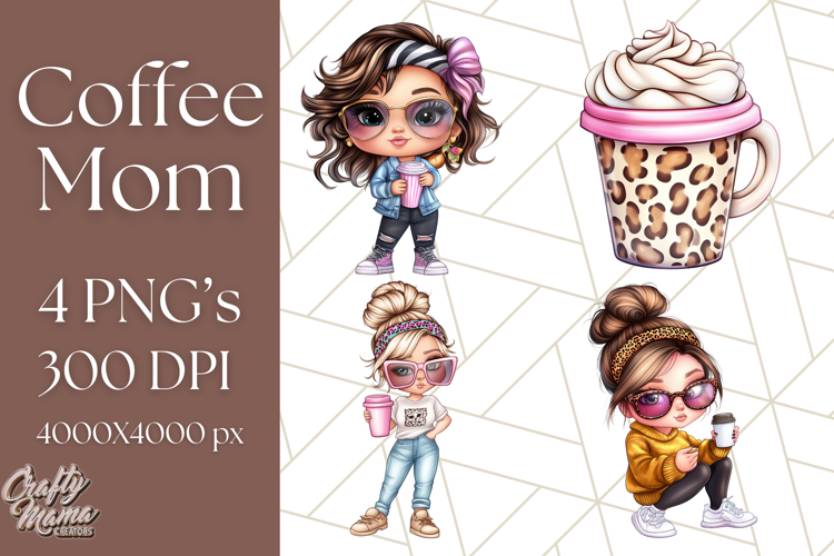 Sassy Mom Coffee PNG Clipart, Messy Bun Mom Life PNGs
