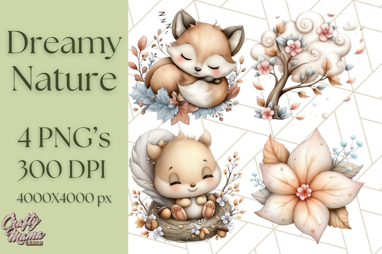 Dreamy Nature Clipart PNG, Whimsical Forest Elements