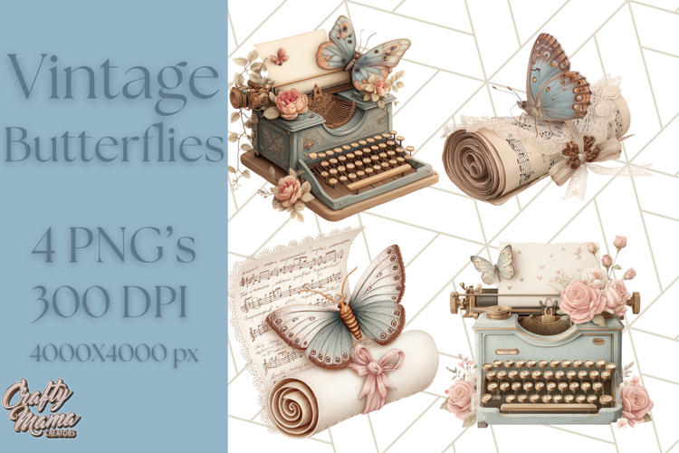 Vintage Butterfly PNG Clipart, Fairytale Cottagecore Images
