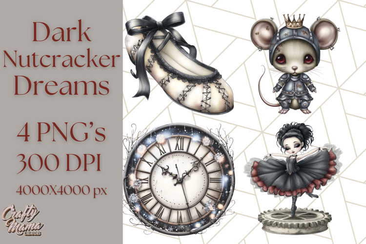 Dark Nutcracker Clipart Gothic Holiday Ballet PNG, Christmas