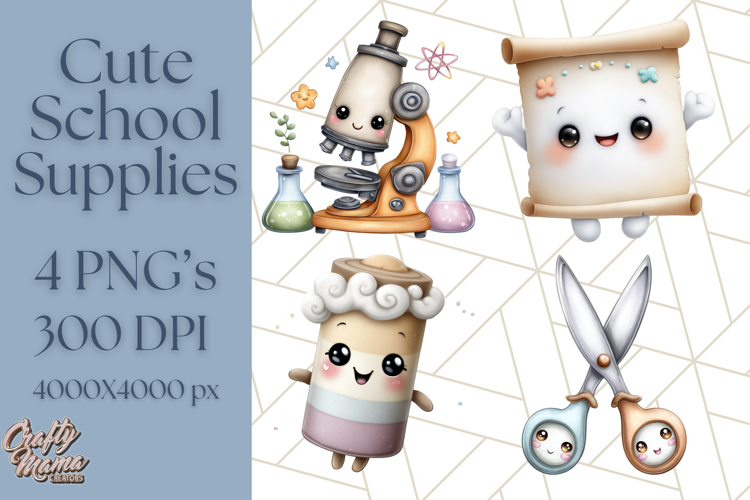Simple School Supplies Clipart, Cute Classroom PNG